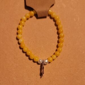 Yellow Beaded Bracelet with Charm